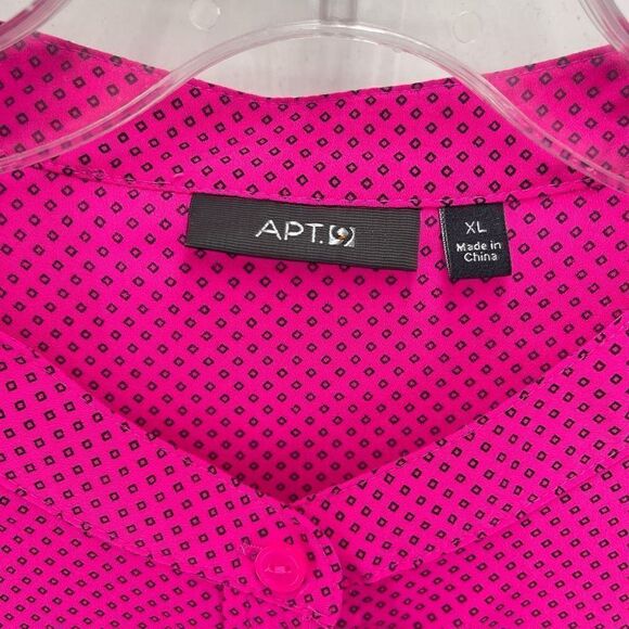 Apt 9 Womens Button Up Shirt Long Sleeve Geometric Pocket Pink Size XL - Picture 7 of 9